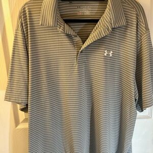 Under Armour Men's Polo Shirt in Gray and White Stripes sku182